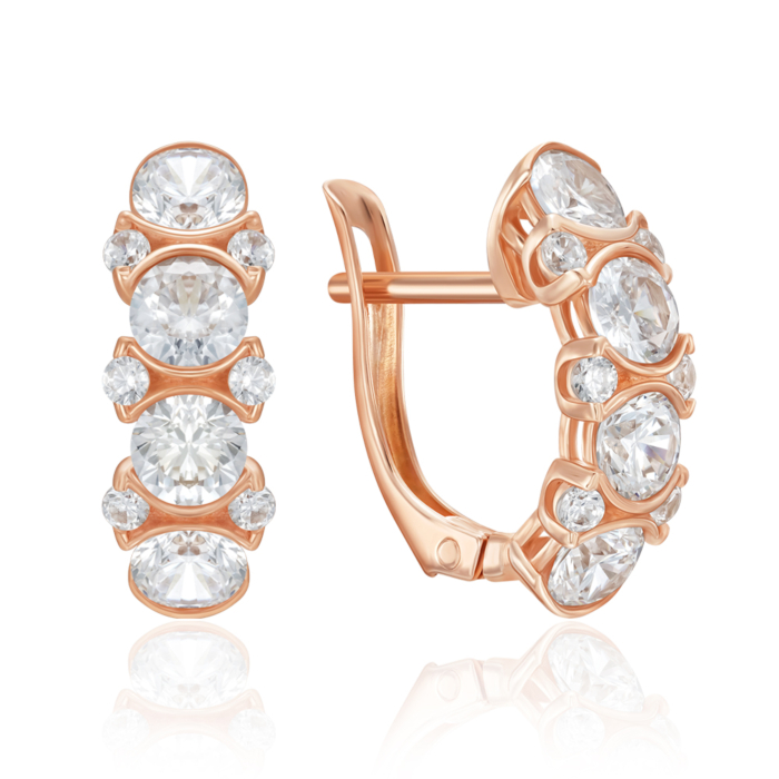 Золотые серьги с фианитами. Артикул 23687/01/0/677