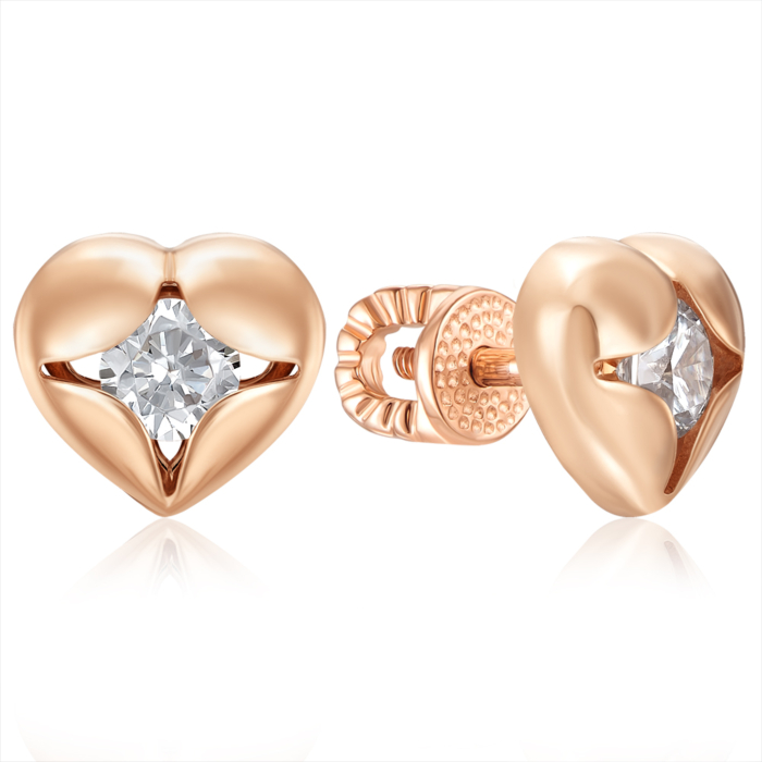 Золоті пусети з фіанітом. Артикул 23689/01/0/53