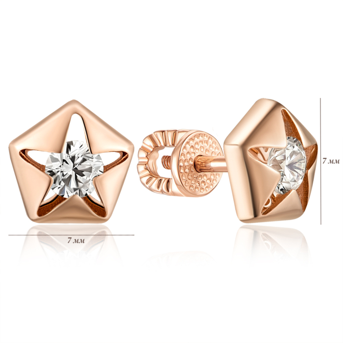 Золотые серьги с фианитом. Артикул 23690/01/0/53