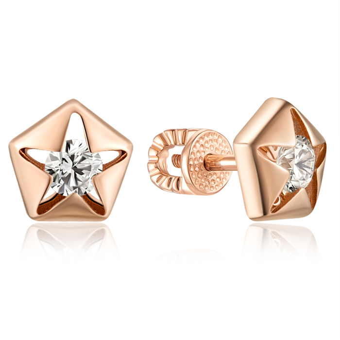 Золотые серьги с фианитом. Артикул 23690/01/0/53