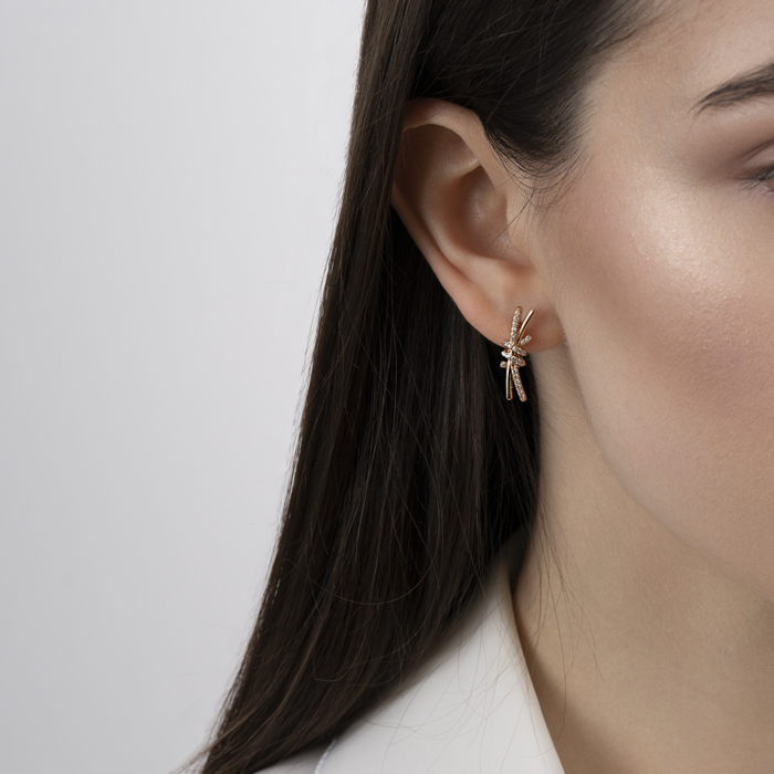 Золоті сережки з фіанітами. Артикул 23692/01/0/1