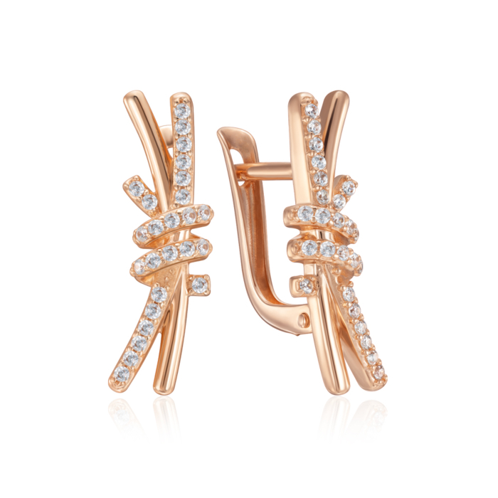 Золоті сережки з фіанітами. Артикул 23692/01/0/1