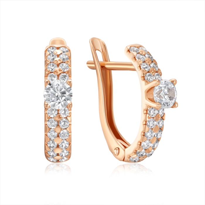 Золотые серьги с фианитами. Артикул 23696/01/0/140