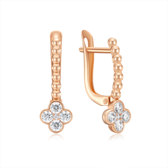 Золотые серьги с фианитами. Артикул 23697/01/0/30