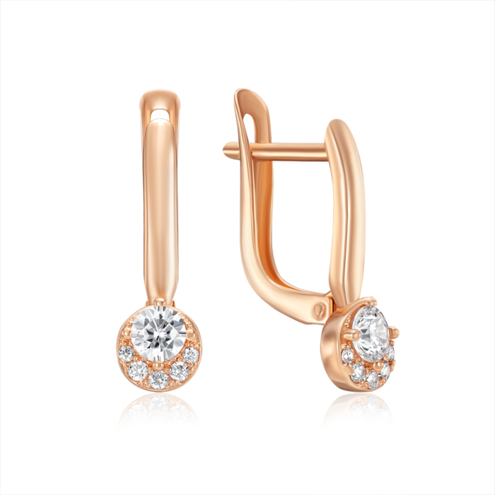 Золотые серьги с фианитами. Артикул 23698/01/0/39