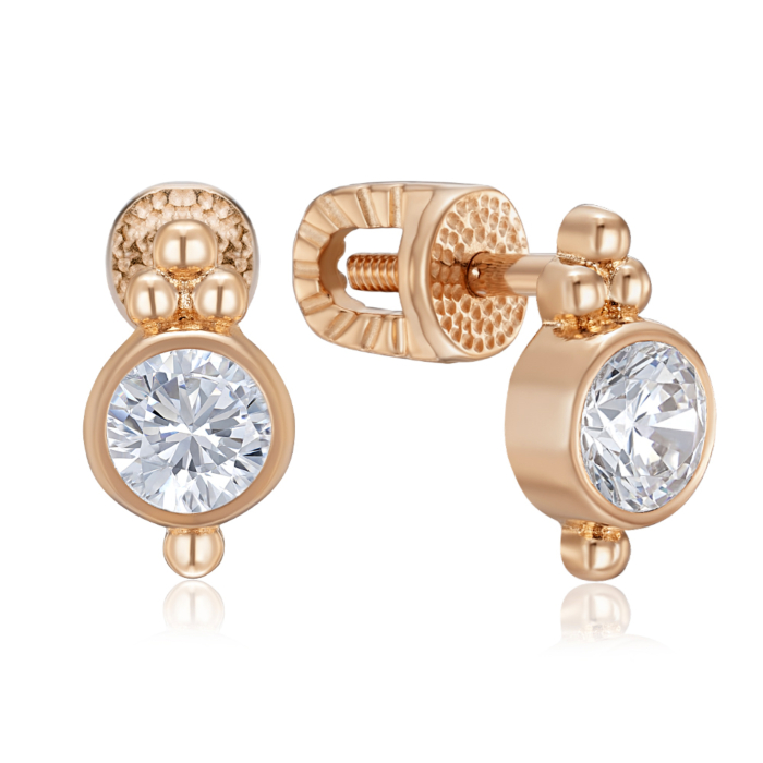 Золоті пусети з фіанітом. Артикул 23701/01/0/29