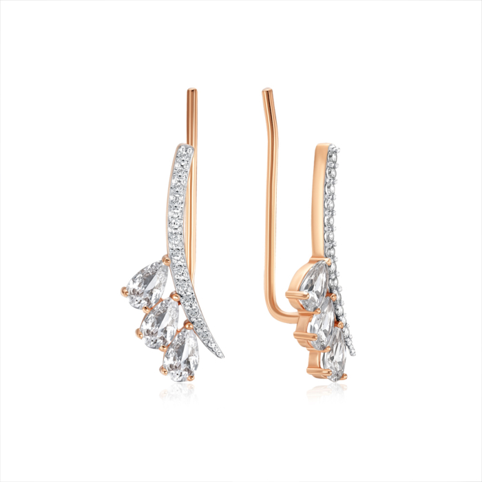 Золоті кафи з фіанітами. Артикул 23703/01/1/4958