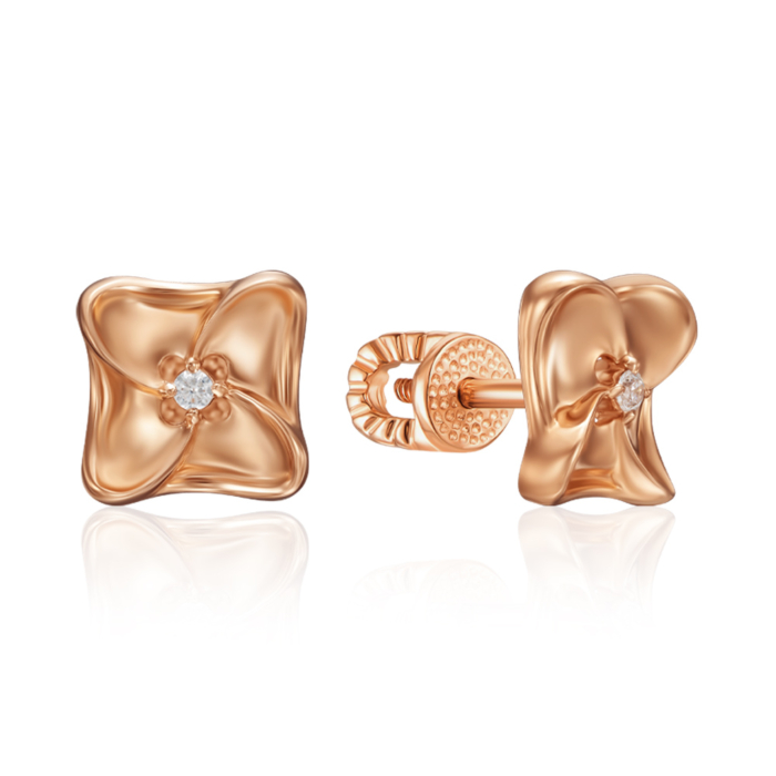 Золоті сережки з фіанітом. Артикул 23709/01/0/3