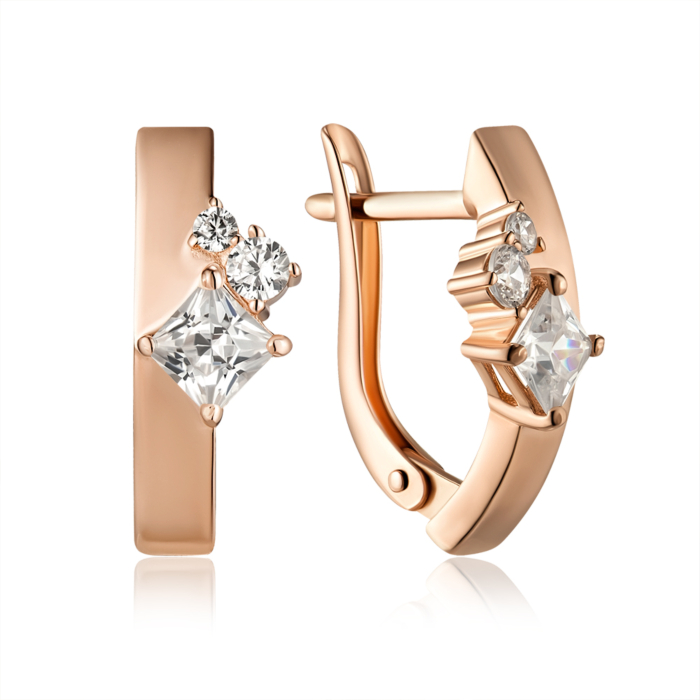 Золоті сережки з фіанітами. Артикул 23710/01/0/4907