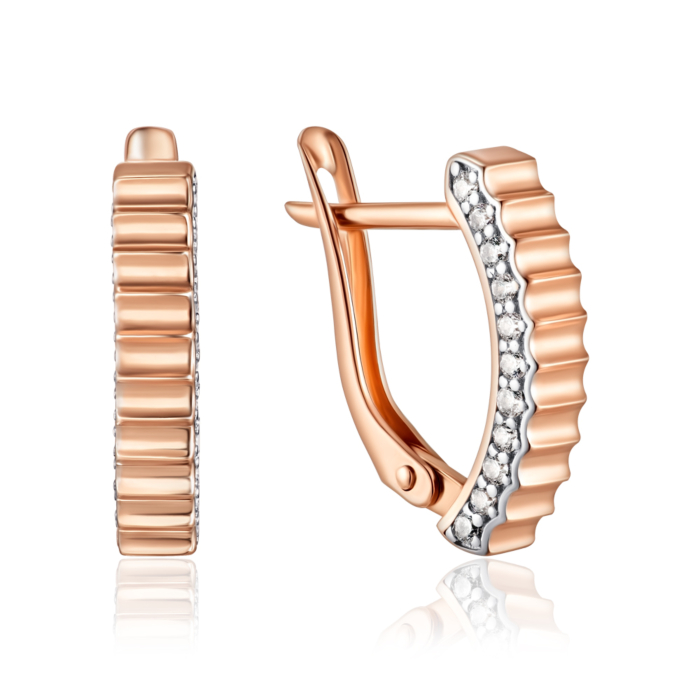 Золотые серьги с фианитами. Артикул 23715/01/1/13