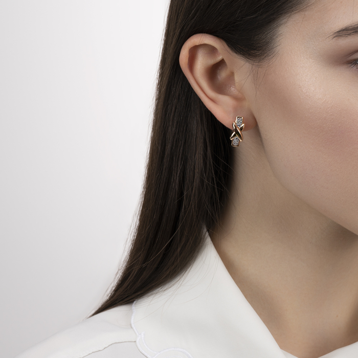 Золотые серьги с фианитами. Артикул 23716/01/1/43