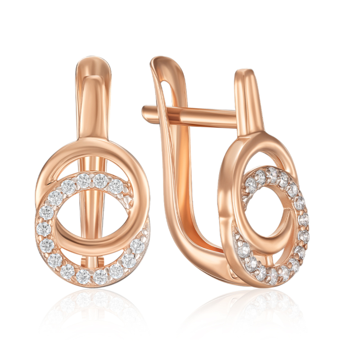 Золоті сережки з фіанітами. Артикул 23729/01/1/1