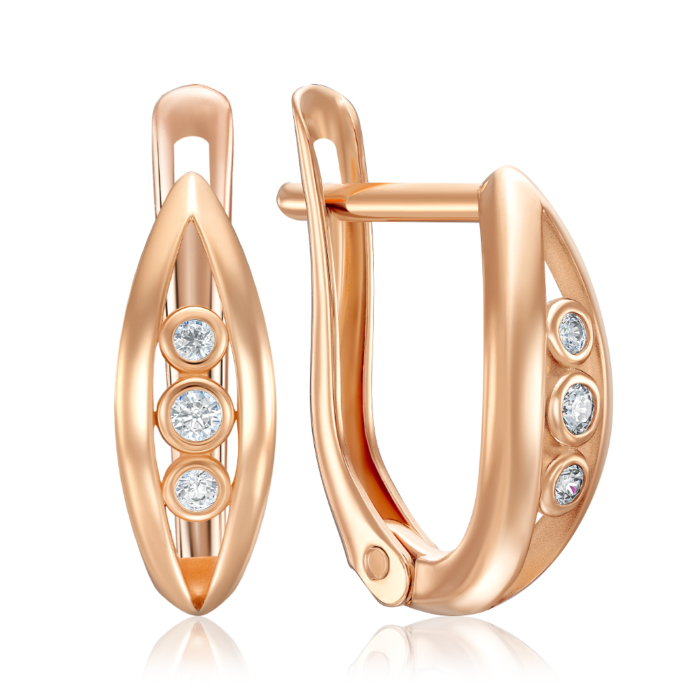 Золоті сережки з фіанітами 23733/01/0/43