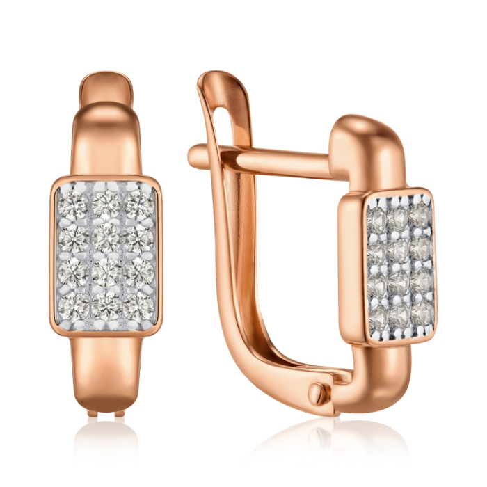 Золоті сережки з фіанітами. Артикул 23736/01/1/13