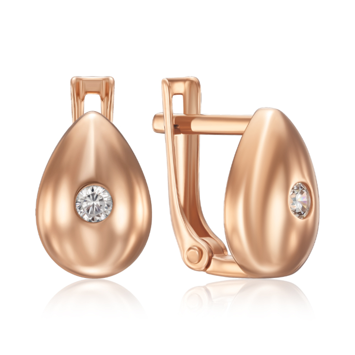 Золотые серьги с фианитом. Артикул 23738/01/0/17