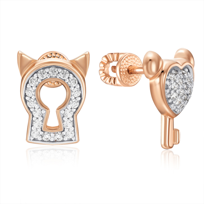 Золотые серьги с фианитами. Артикул 23746/01/1/1