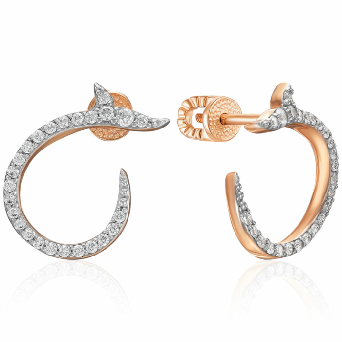 Серьги из красного золота с фианитами 23749/01/1/75