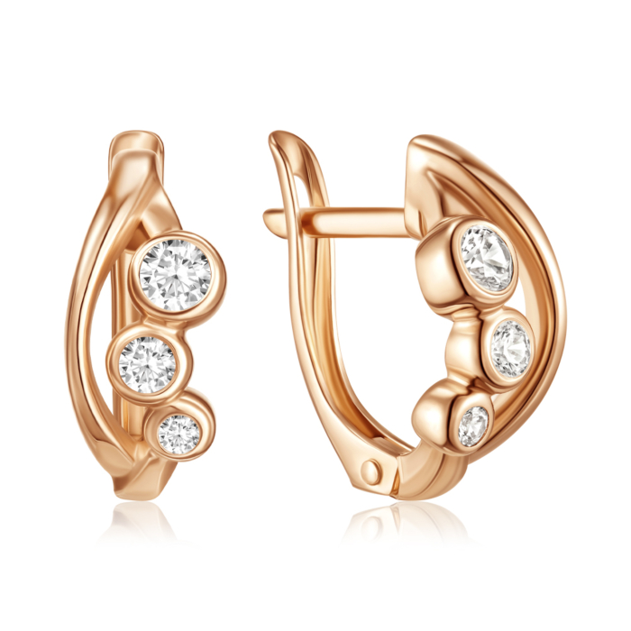 Золоті сережки з фіанітами. Артикул 23750/01/0/3395