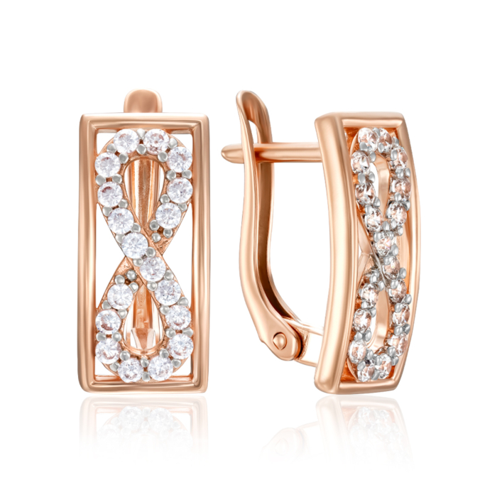 Золотые серьги с фианитами. Артикул 23757/01/1/3