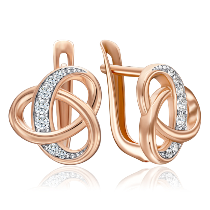 Золоті сережки з фіанітами. Артикул 23761/01/1/117