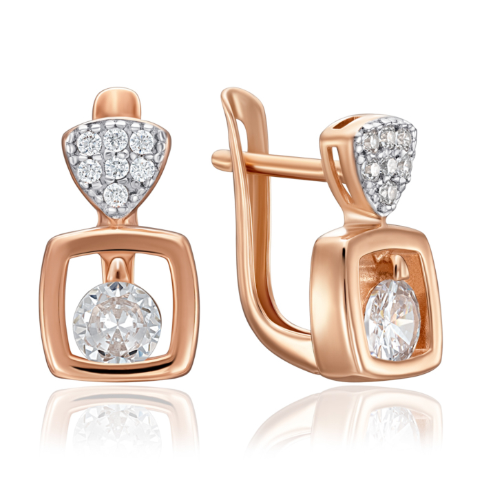 Золотые серьги с фианитами. Артикул 23765/01/1/18