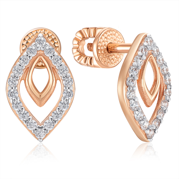 Золоті сережки з фіанітами. Артикул 23767/01/1/1