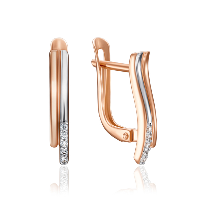 Золоті сережки з фіанітами. Артикул 23768/01/1/1