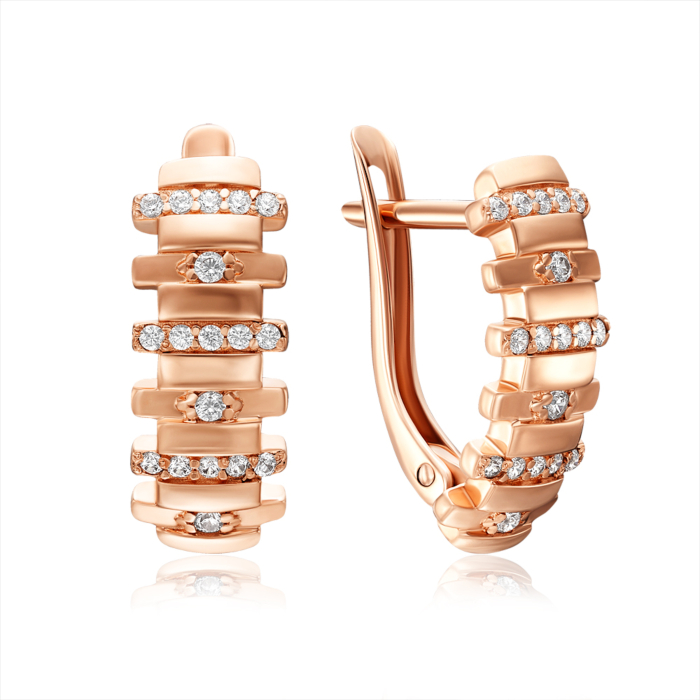 Золоті сережки з фіанітами. Артикул 23771/01/0/36