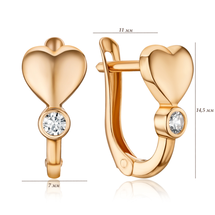 Золоті сережки з фіанітом 23774/01/0/52