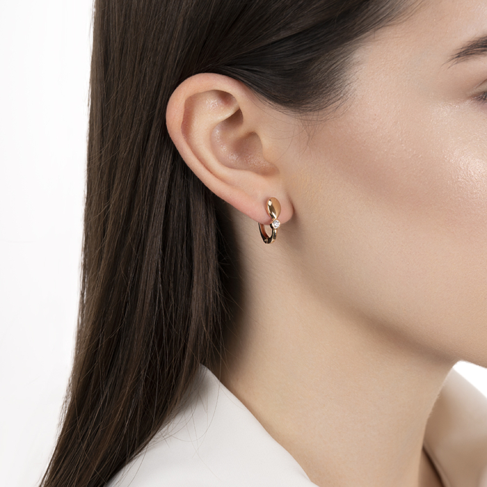 Золотые серьги с фианитом. Артикул 23775/01/0/52