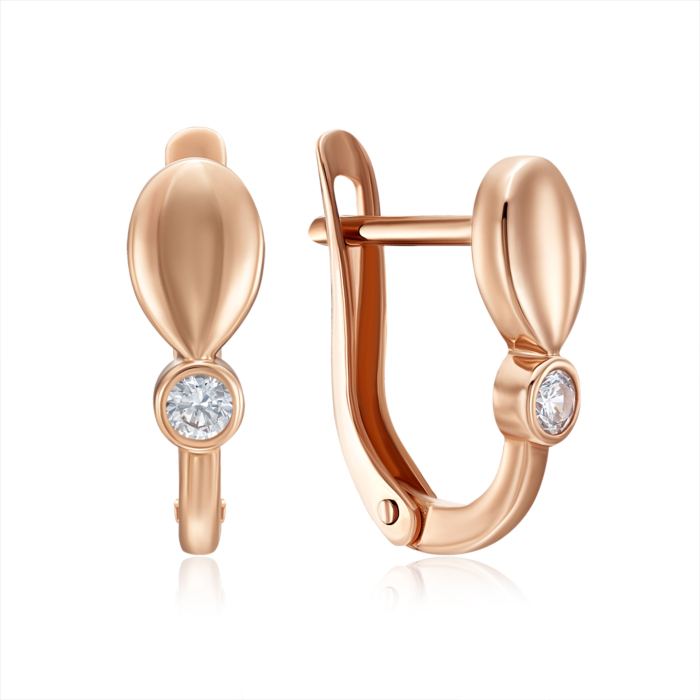 Золотые серьги с фианитом. Артикул 23775/01/0/52