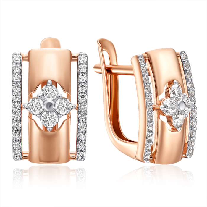 Серьги из красного золота с фианитами 23780/01/1/55