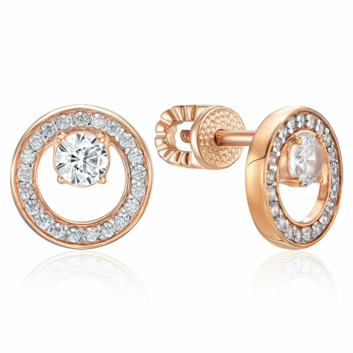 Золоті сережки з фіанітами. Артикул 23782/01/1/142