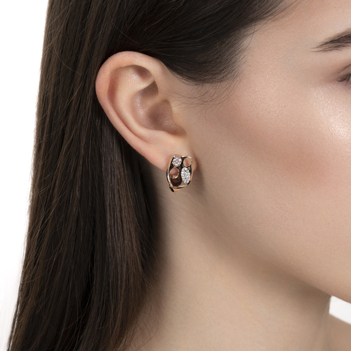 Сережки з червоного золота з фіанітами  23790/01/1/36