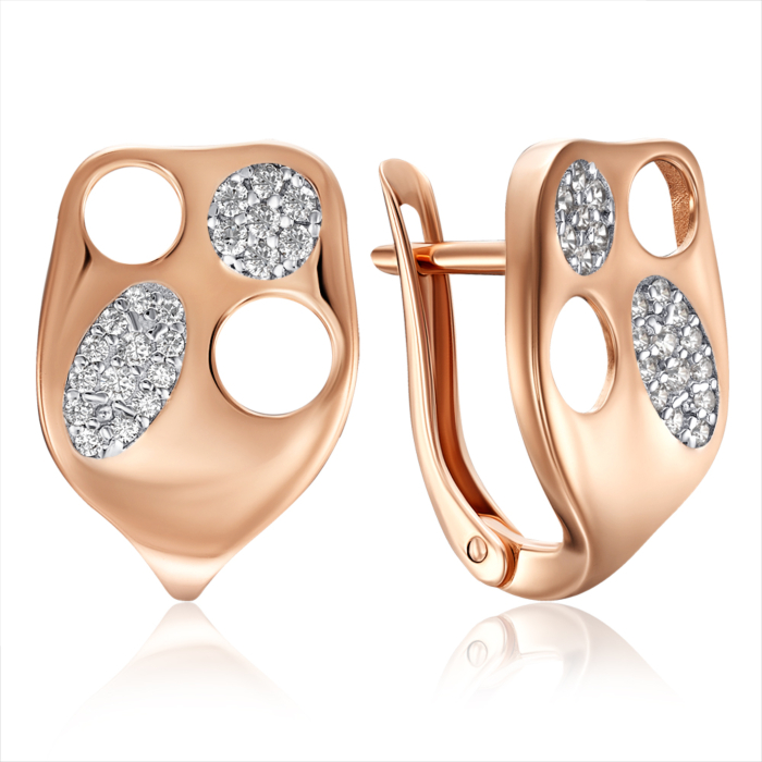 Сережки з червоного золота з фіанітами  23790/01/1/36