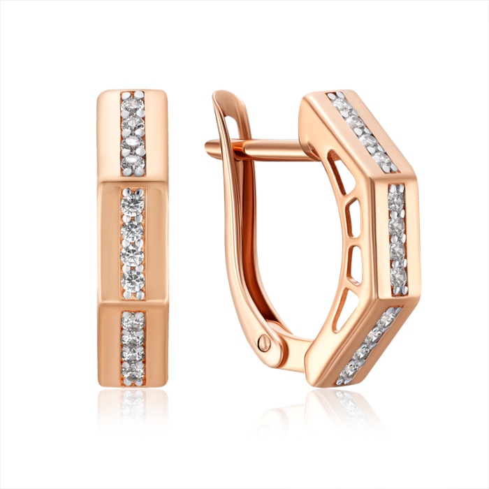 Золотые серьги с фианитами. Артикул 23796/01/1/13