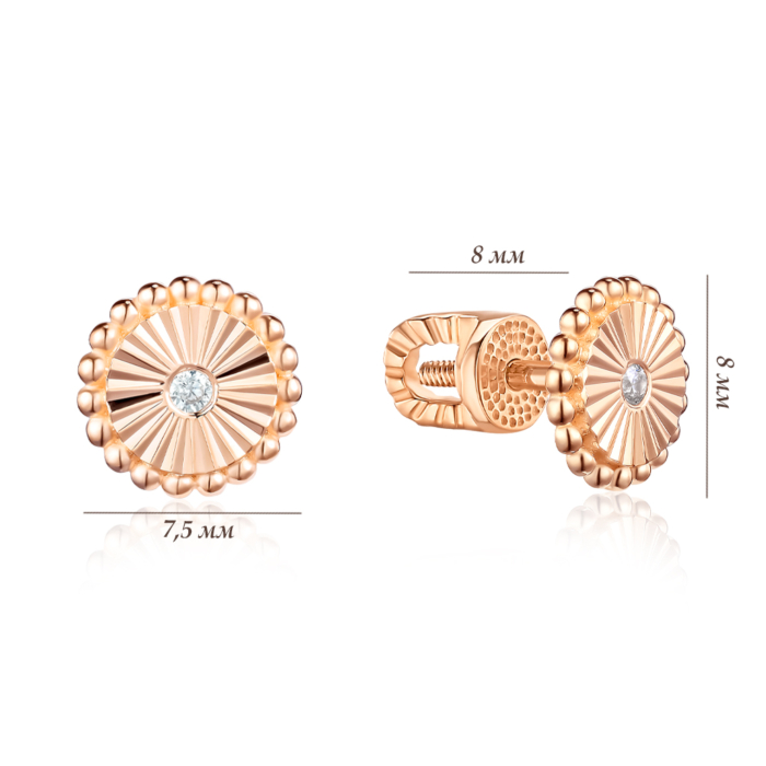 Золоті сережки з фіанітом. Артикул 23801/01/2/3