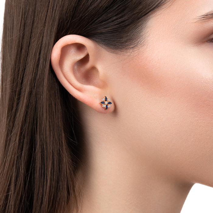 Золоті сережки з фіанітами. Артикул 23806/01/1/21087