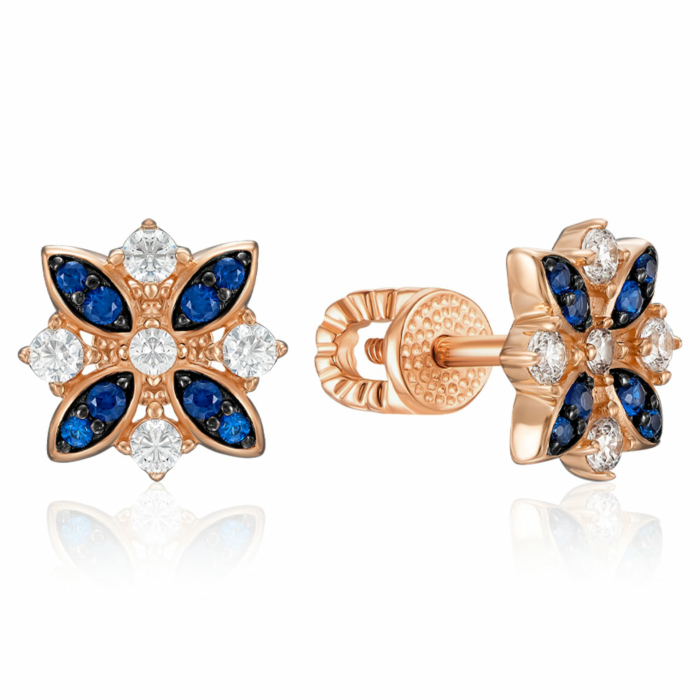 Золоті сережки з фіанітами. Артикул 23806/01/1/21087