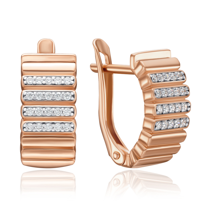 Золоті сережки з фіанітами. Артикул 23816/01/1/1