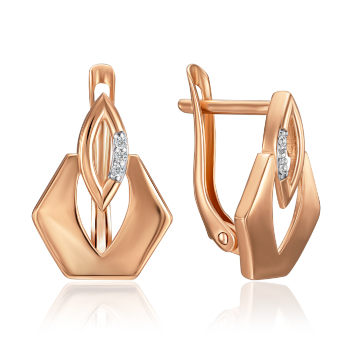 Золоті сережки з фіанітами. Артикул 23824/01/1/1