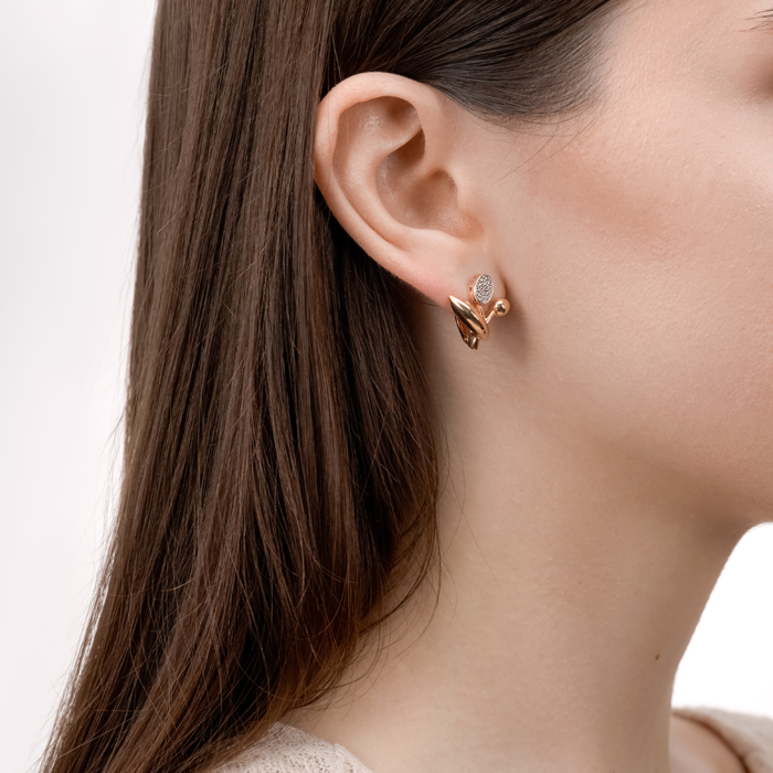 Золоті сережки з фіанітами. Артикул 23825/01/1/1