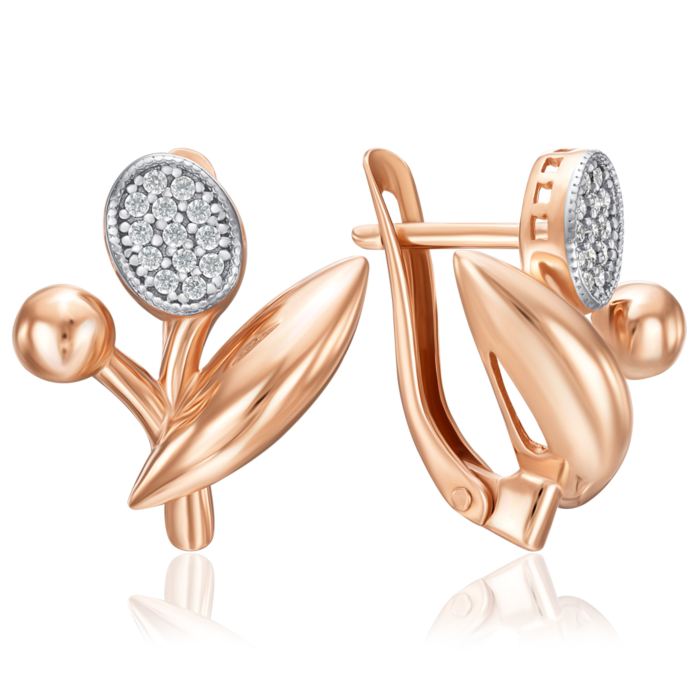 Золоті сережки з фіанітами. Артикул 23825/01/1/1