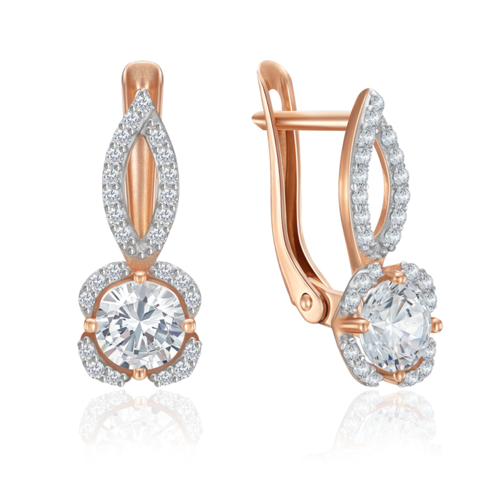 Золоті сережки з фіанітами. Артикул 23835/01/1/2768