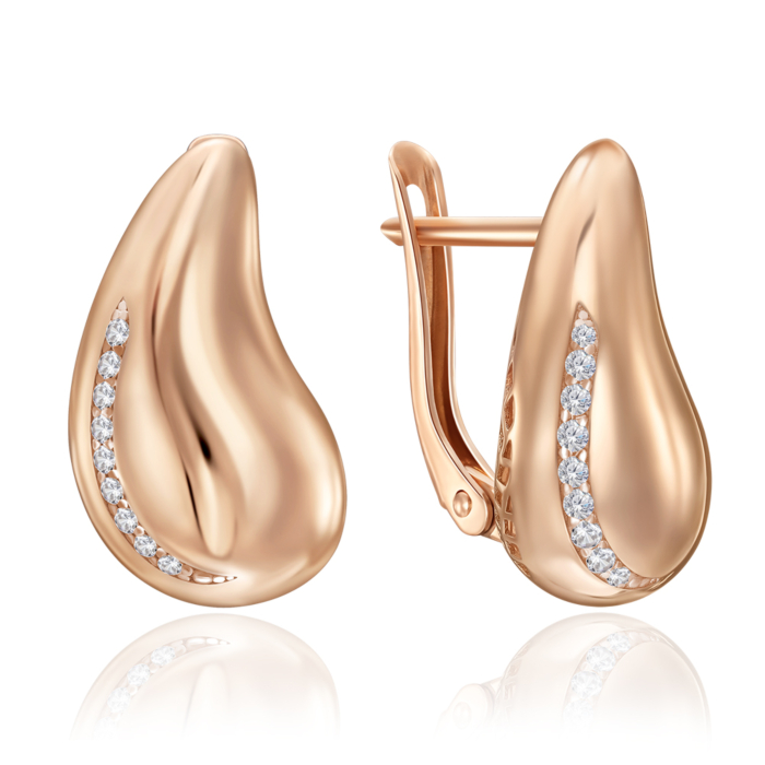 Золоті сережки з фіанітами. Артикул 23837/01/0/36