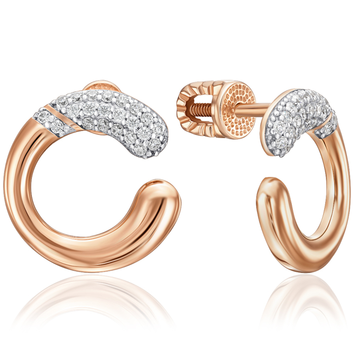 Золоті сережки з фіанітами. Артикул 23838/01/1/1