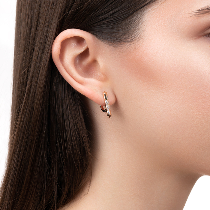 Золоті сережки з фіанітами. Артикул 23839/01/1/1