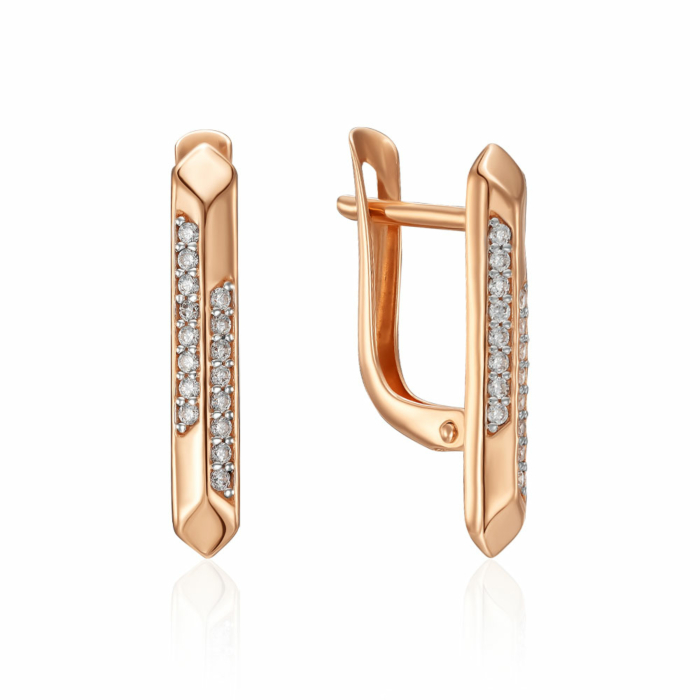 Золоті сережки з фіанітами. Артикул 23839/01/1/1