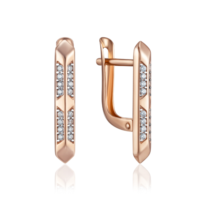 Золотые серьги с фианитами. Артикул 23840/01/1/1