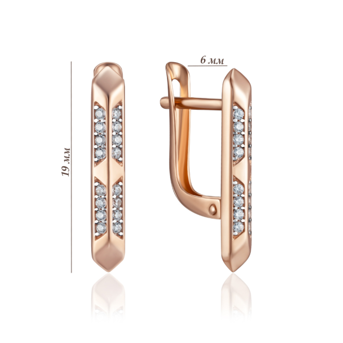 Золотые серьги с фианитами. Артикул 23840/01/1/1